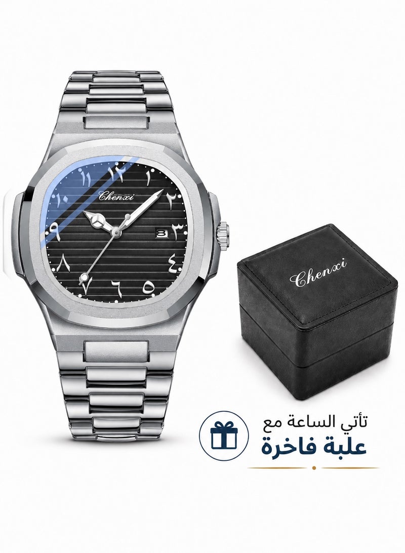 Chenxi Men’s Quartz Wrist Watch with Luxury Modern Design, Water Resistant, Scratch-Resistant Glass, Full Stainless Steel with Elegant Box - Image 1