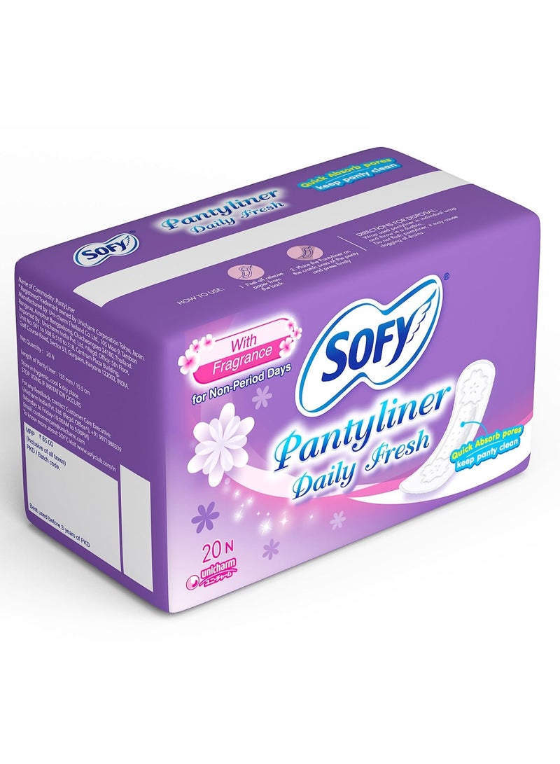 Sofy Sofy Daily Fresh Panty Liners ( 155 mm , 20 Pads) for Non-Period Leakages, Quick Absorb Pores, Prevent Spotting, Super Thin & Stay in Place, (Pack of 1) - Image 2