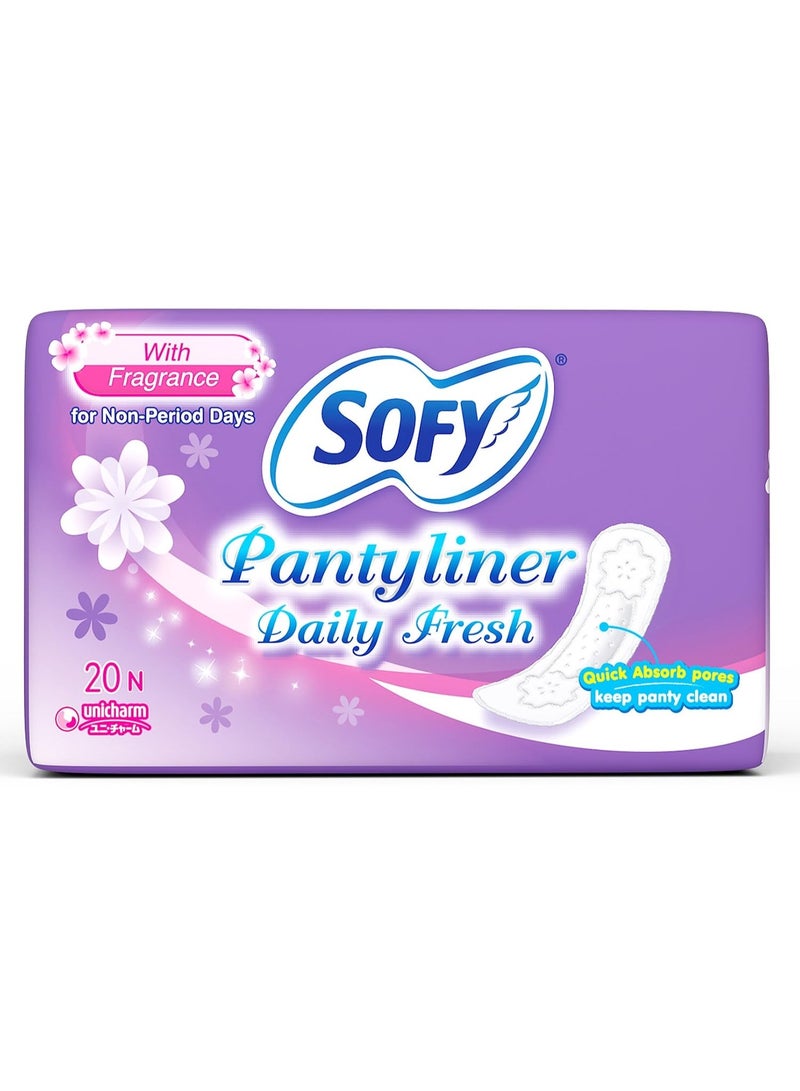 Sofy Sofy Daily Fresh Panty Liners ( 155 mm , 20 Pads) for Non-Period Leakages, Quick Absorb Pores, Prevent Spotting, Super Thin & Stay in Place, (Pack of 1) - Image 1