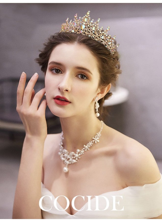 Cocide - Gold Tiara And Crown For Women Crystal Queen Crowns Princess Rhinestone Tiaras For Girl Bride Wedding Hair Accessories For Bridal Birthday Party Prom Halloween Costume Cosplay - Image 1