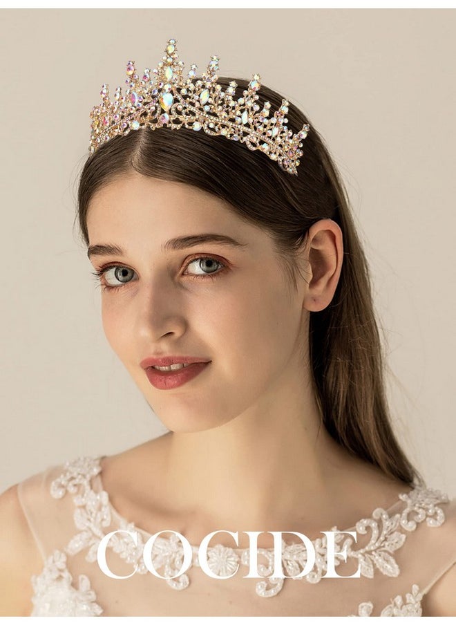 Cocide - Gold Tiara And Crown For Women Crystal Queen Crowns Princess Rhinestone Tiaras For Girl Bride Wedding Hair Accessories For Bridal Birthday Party Prom Halloween Costume Cosplay - Image 1