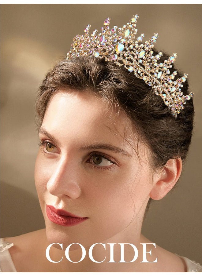 Cocide - Gold Tiara And Crown For Women Crystal Queen Crowns Princess Rhinestone Tiaras For Girl Bride Wedding Hair Accessories For Bridal Birthday Party Prom Halloween Costume Cosplay - Image 1