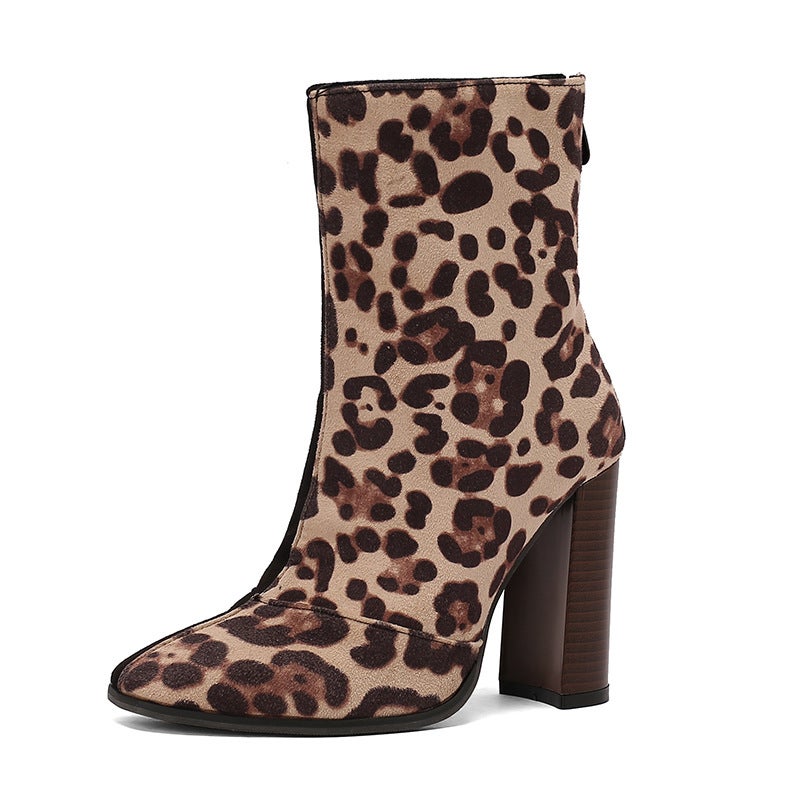 Lazada Joker Super High-Heeled Stitching 40-50 Plus Size Elegant Low Boots - Image 1