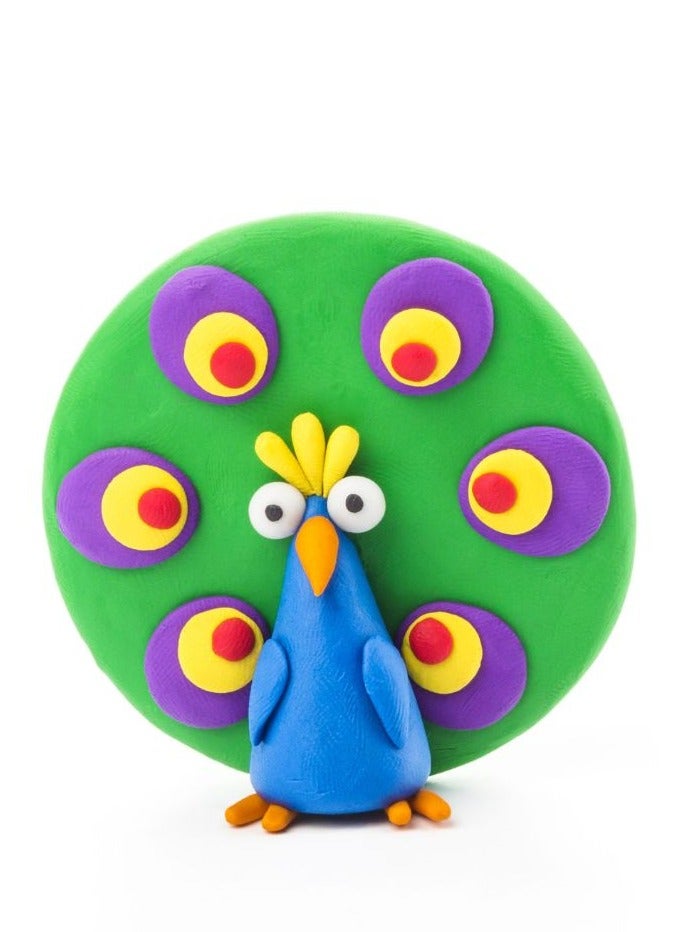 HEY CLAY DIY Birds: Toucan, Penguin, Peacock Plastic Creative Modelling Air-Dry Clay For Kids 6 Cans - Image 3