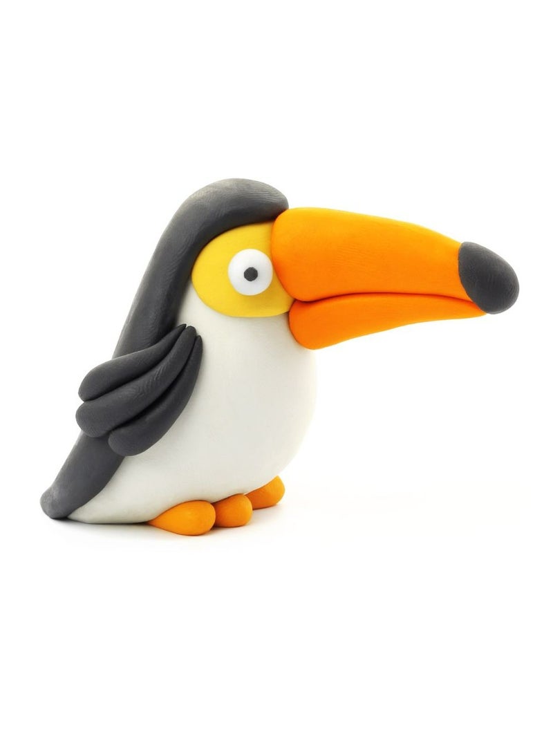 HEY CLAY DIY Birds: Toucan, Penguin, Peacock Plastic Creative Modelling Air-Dry Clay For Kids 6 Cans - Image 4