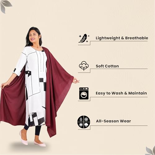 Happy Bunny Pure Cotton Dupatta for Women (2.5m) Soft, Lightweight, and Breathable Skin Chunni, Versatile Solid Color Stole for Everyday Styling and Festive Outfits - Image 2