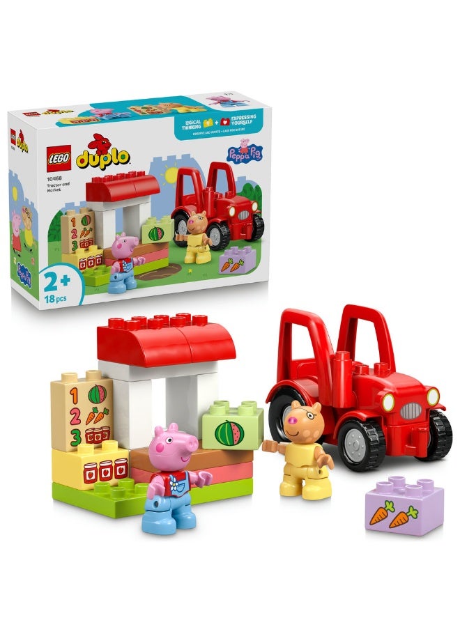 LEGO DUPLO Peppa Pig Tractor and Market Toddler Toy 10468 (Age 2+, 18 Pieces) - Image 1
