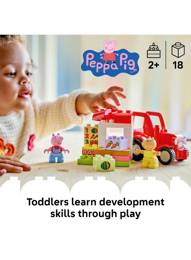 LEGO DUPLO Peppa Pig Tractor and Market Toddler Toy 10468 (Age 2+, 18 Pieces) - Image 3
