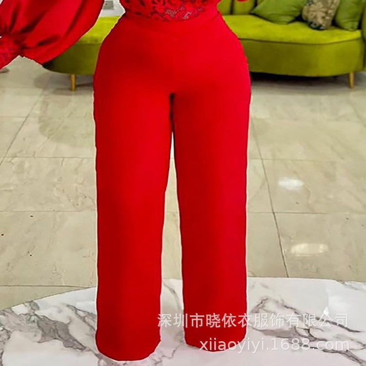 Best-Selling Women'S Yoga Wear Long-Sleeved Slim-Fitting High-Waisted Lace Jumpsuit - Image 5