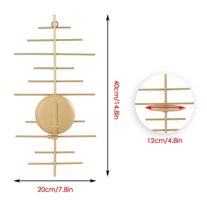 AIM & GGKK Gold Metal Candle Sconce Holder,Hanging Wall Mounted Candle Sconces Holder, Wall Sconces Decor for Bedroom,Bathroom, Dining Room and Office(Set of 2) - Image 2