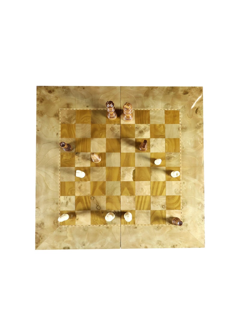 Luxury Handmade Walnut Wood Backgammon and Chess Set, 50x50 cm, with Traditional Case, Premium Pieces and Pouch - Image 4