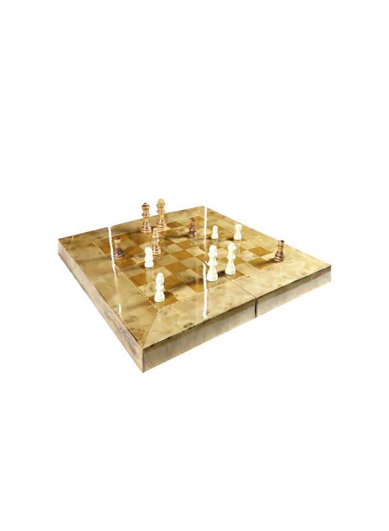 Luxury Handmade Walnut Wood Backgammon and Chess Set, 50x50 cm, with Traditional Case, Premium Pieces and Pouch - Image 3