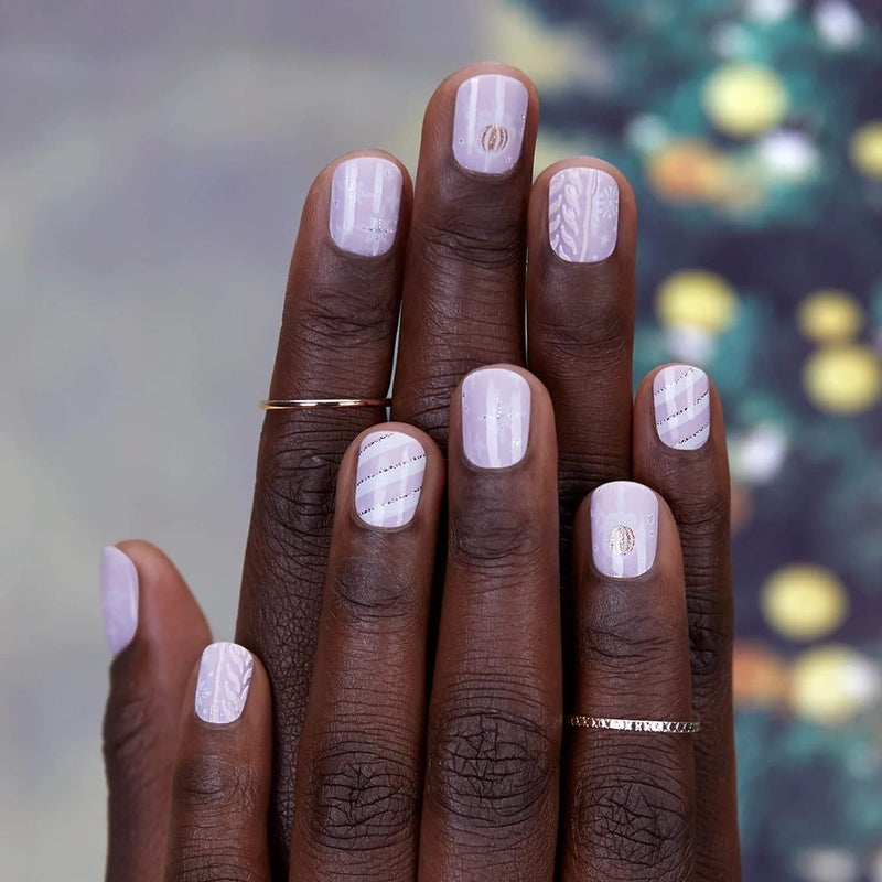 Dashing Diva Gloss Holiday Nail Strips - Ornamental Dream | UV Free, Chip Resistant, Long Lasting Gel Nail Stickers | Contains 32 Nail Wraps, 1 Prep Pad, 1 Nail File - Image 2