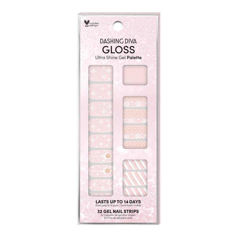 Dashing Diva Gloss Holiday Nail Strips - Ornamental Dream | UV Free, Chip Resistant, Long Lasting Gel Nail Stickers | Contains 32 Nail Wraps, 1 Prep Pad, 1 Nail File - Image 1