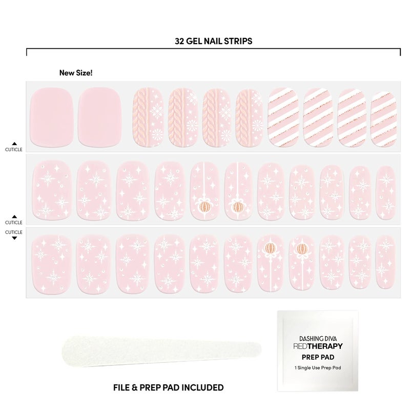 Dashing Diva Gloss Holiday Nail Strips - Ornamental Dream | UV Free, Chip Resistant, Long Lasting Gel Nail Stickers | Contains 32 Nail Wraps, 1 Prep Pad, 1 Nail File - Image 3