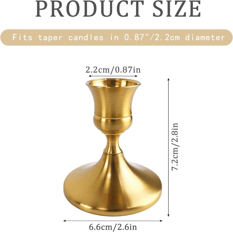 ALMEKAQUZ Vintage Brass Gold Taper Candle Holders Set of 4 - Image 2