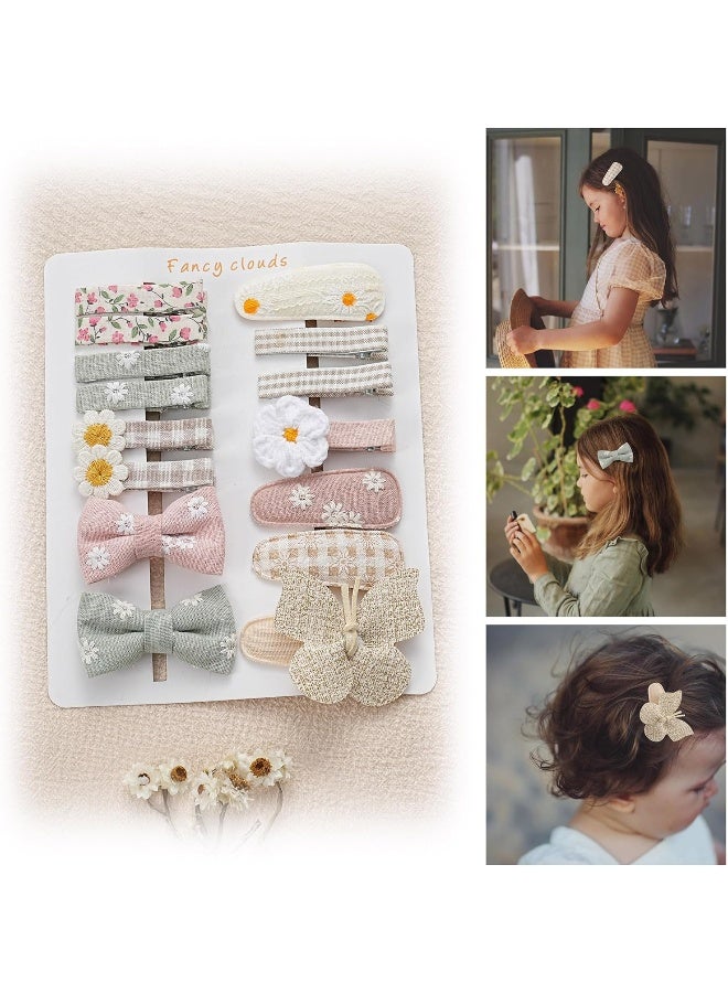 Fancy Clouds 15 Pcs Hair Clips for Girls with Bows Butterfly Flower - Image 1