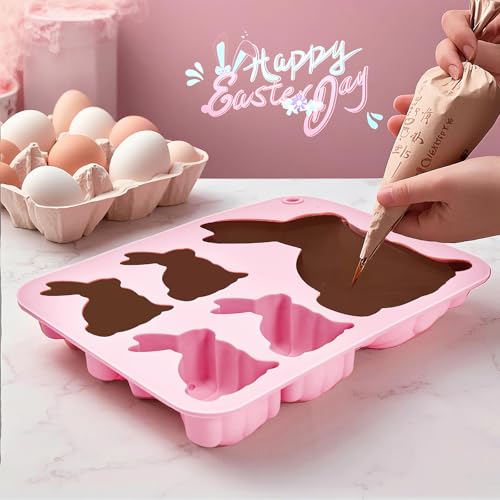 Dootafy 6” Bunny Chocolate Candy Molds, 2 Pack Easter Silicone Molds Small Bunny Baking Pan for Chocolates Candy Muffin Brownie & Mini Cakes Making, Rabbit Cake Mold Easter Baking Supplies - Image 5