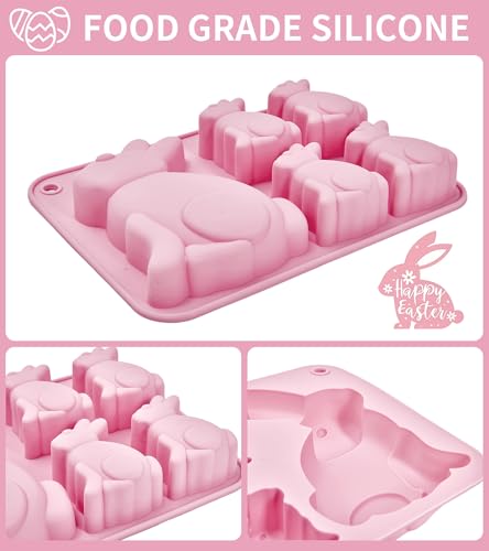 Dootafy 6” Bunny Chocolate Candy Molds, 2 Pack Easter Silicone Molds Small Bunny Baking Pan for Chocolates Candy Muffin Brownie & Mini Cakes Making, Rabbit Cake Mold Easter Baking Supplies - Image 2