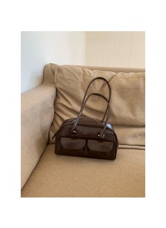 Fashionable Niche Womens Underarm Bag 2025 Korean Style Spring Summer New Large Capacity Commuting Tote Bag With Inner Layer Po Coffee color