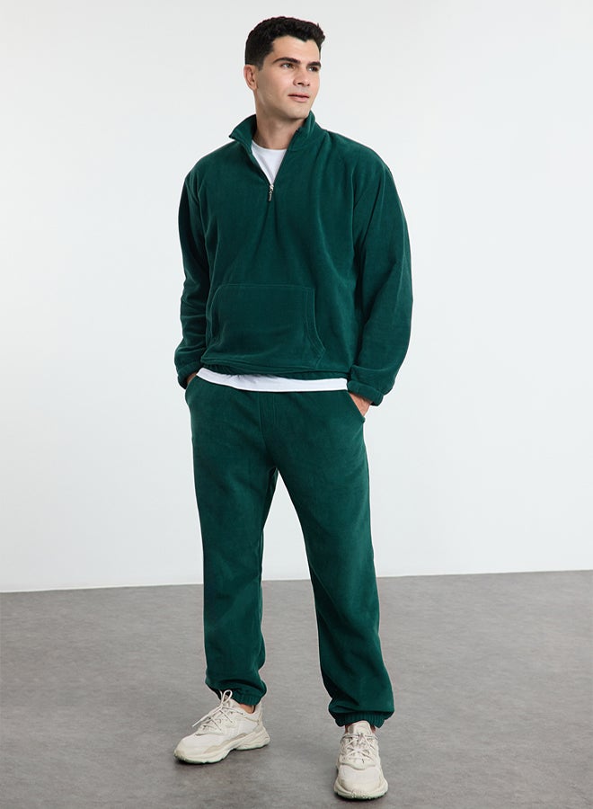 trendyol Green Oversize/Wide Cut Basic Anti-Pilling Fleece Tracksuit Set Tmnaw25Em00002 - Image 2