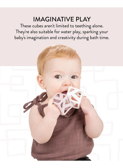 Malarkey Kids Stack N Chew - Mini Cubes Baby Chew Toy Monochrome - Develops Fine Motor Skills, Increases Grip Strength, Stimulates Hand-Eye Coordination (Pastel)