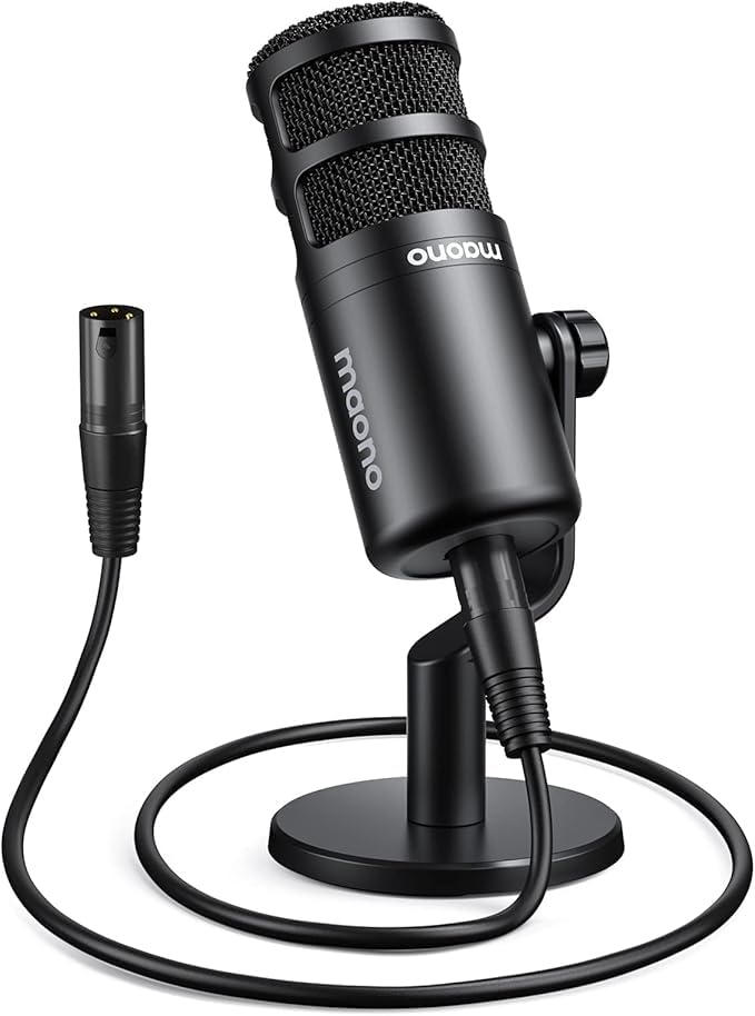 MAONO XLR Podcast Microphone Cardioid: Dynamic Mic for Vocal Recording, Streaming, Voice-Over, Voice Isolation Technology, Metal Mic, Works for Audio Interface, Mixer, Sound Card (PD100-XLR) - Image 1