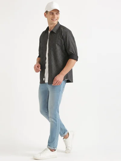 Joven Black Printed Casual Shirt for Men