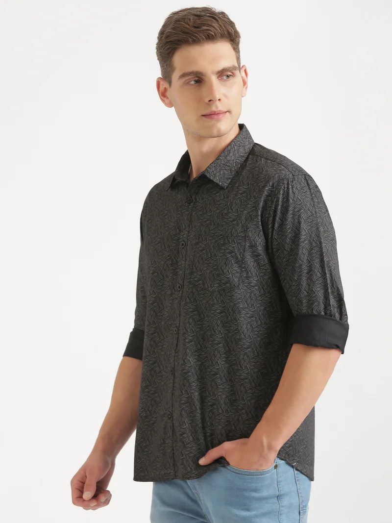 Joven  Black Printed Casual Shirt for Men for Men | Best Price UAE