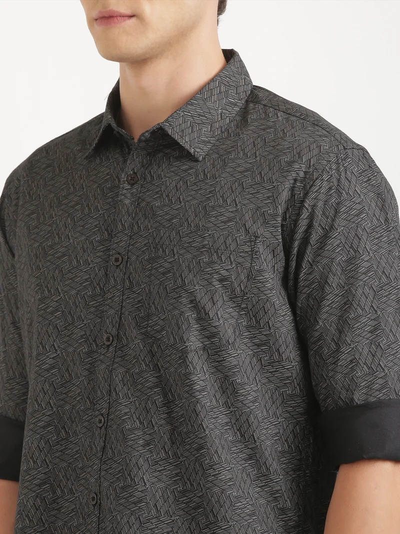 Joven  Black Printed Casual Shirt for Men for Men | Best Price UAE