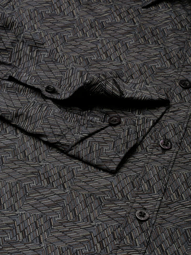Joven  Black Printed Casual Shirt for Men for Men | Best Price UAE