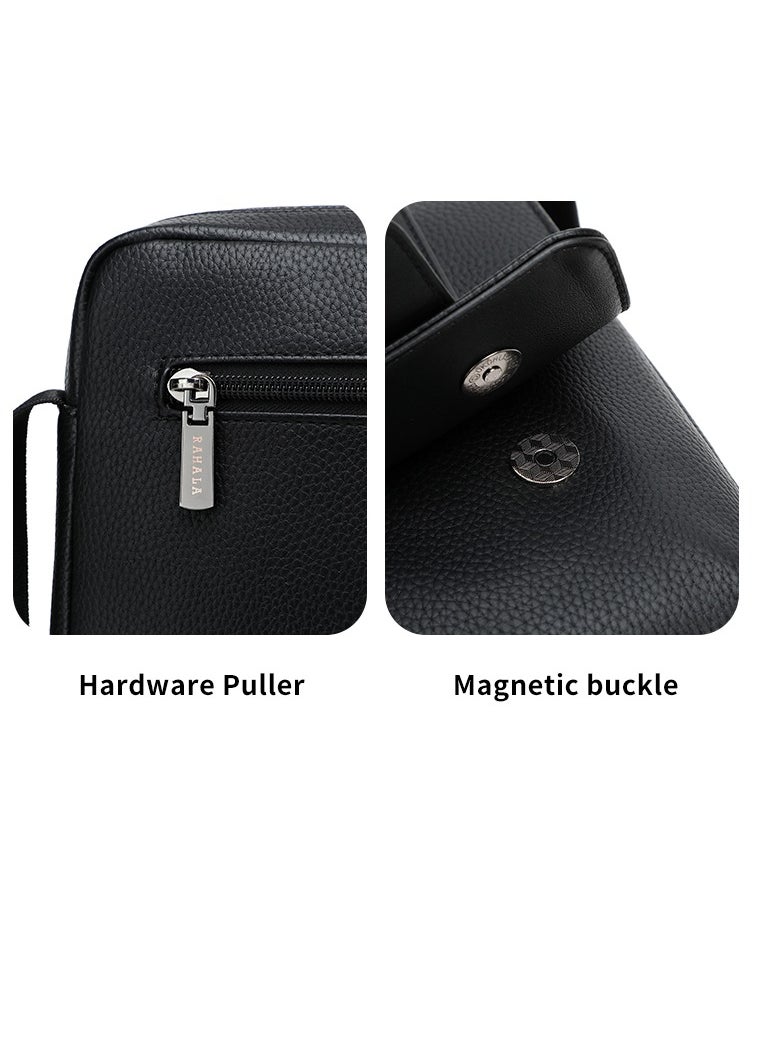 RAHALA - 9503-1 Leather Modern Shoulder Work Travel Everyday Use Organized Stylish Crossbody bag - Black - Image 1