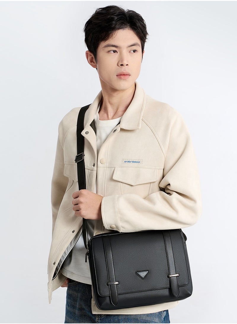 RAHALA - 9503-1 Leather Modern Shoulder Work Travel Everyday Use Organized Stylish Crossbody bag - Black - Image 1