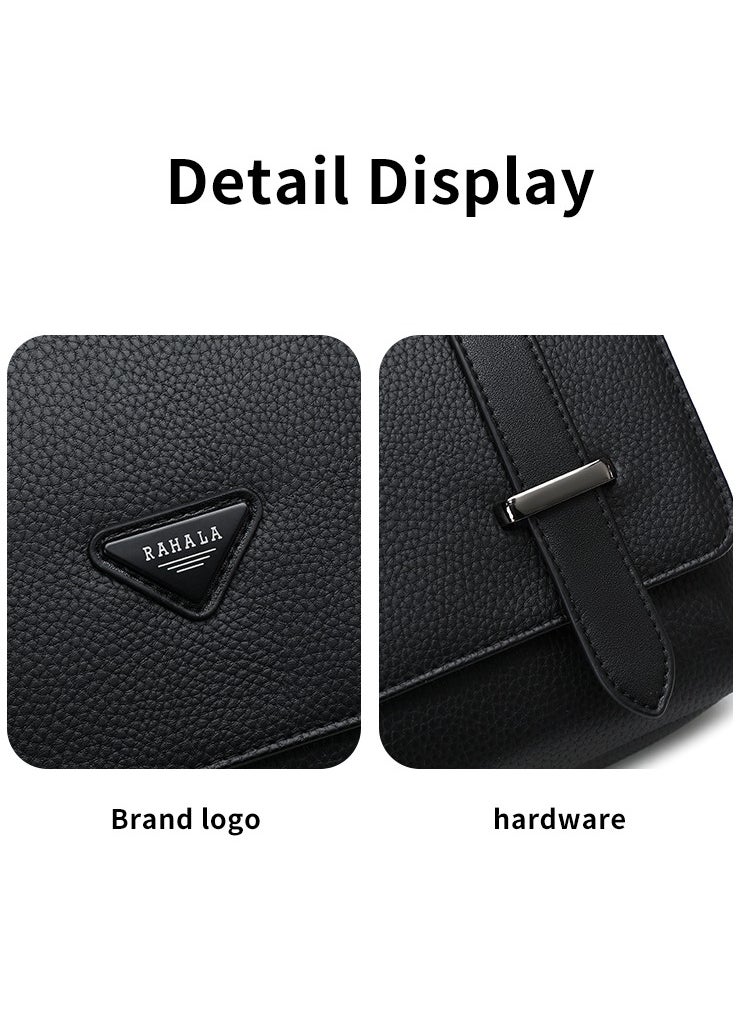 RAHALA - 9503-1 Leather Modern Shoulder Work Travel Everyday Use Organized Stylish Crossbody bag - Black - Image 1