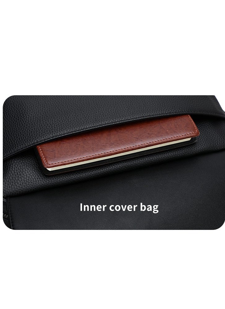 RAHALA - 9503-1 Leather Modern Shoulder Work Travel Everyday Use Organized Stylish Crossbody bag - Black - Image 1
