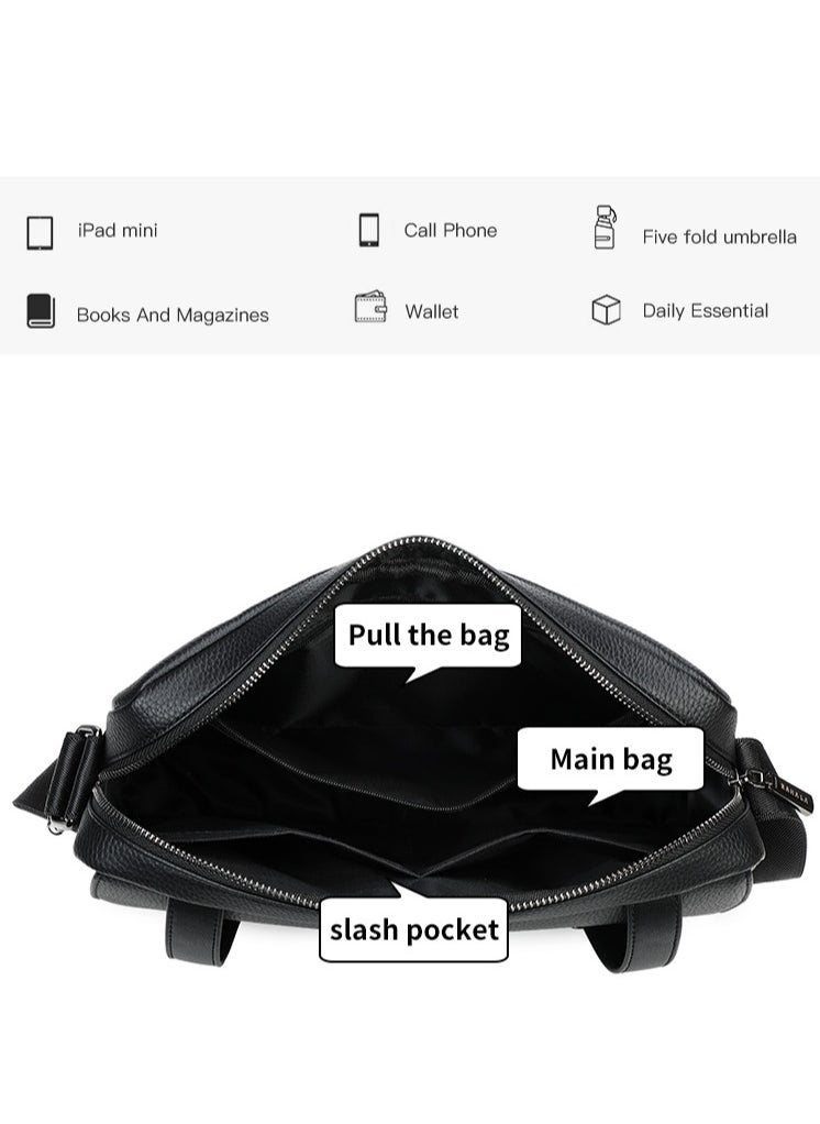 RAHALA - 9503-1 Leather Modern Shoulder Work Travel Everyday Use Organized Stylish Crossbody bag - Black - Image 1