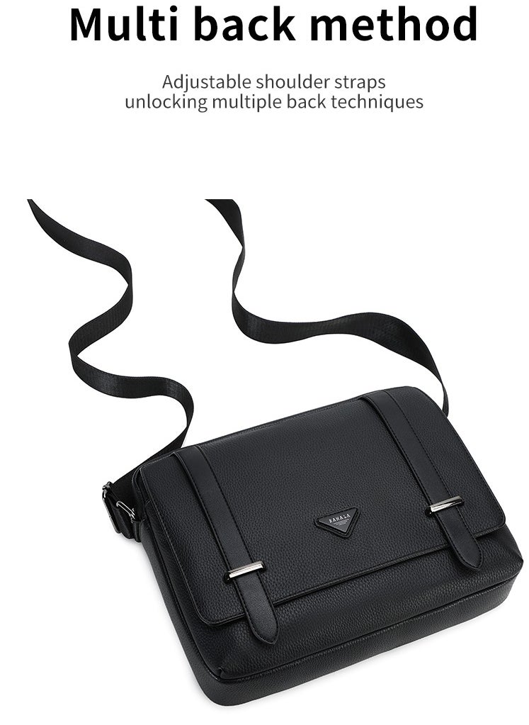 RAHALA - 9503-1 Leather Modern Shoulder Work Travel Everyday Use Organized Stylish Crossbody bag - Black - Image 1