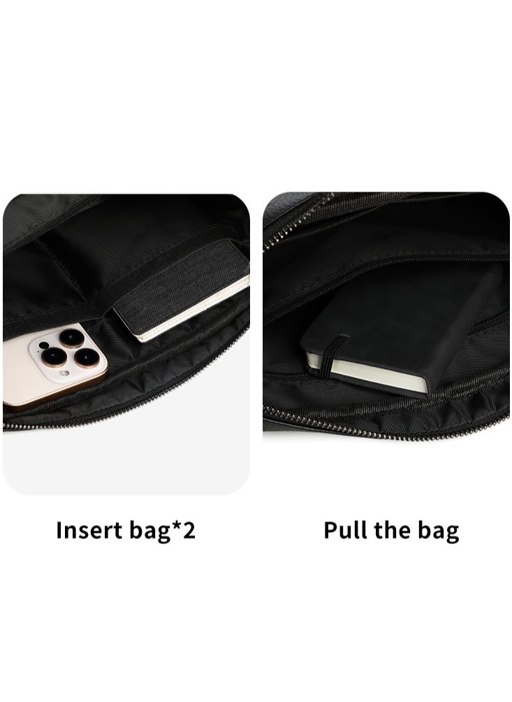 RAHALA - 9503-1 Leather Modern Shoulder Work Travel Everyday Use Organized Stylish Crossbody bag - Black - Image 1