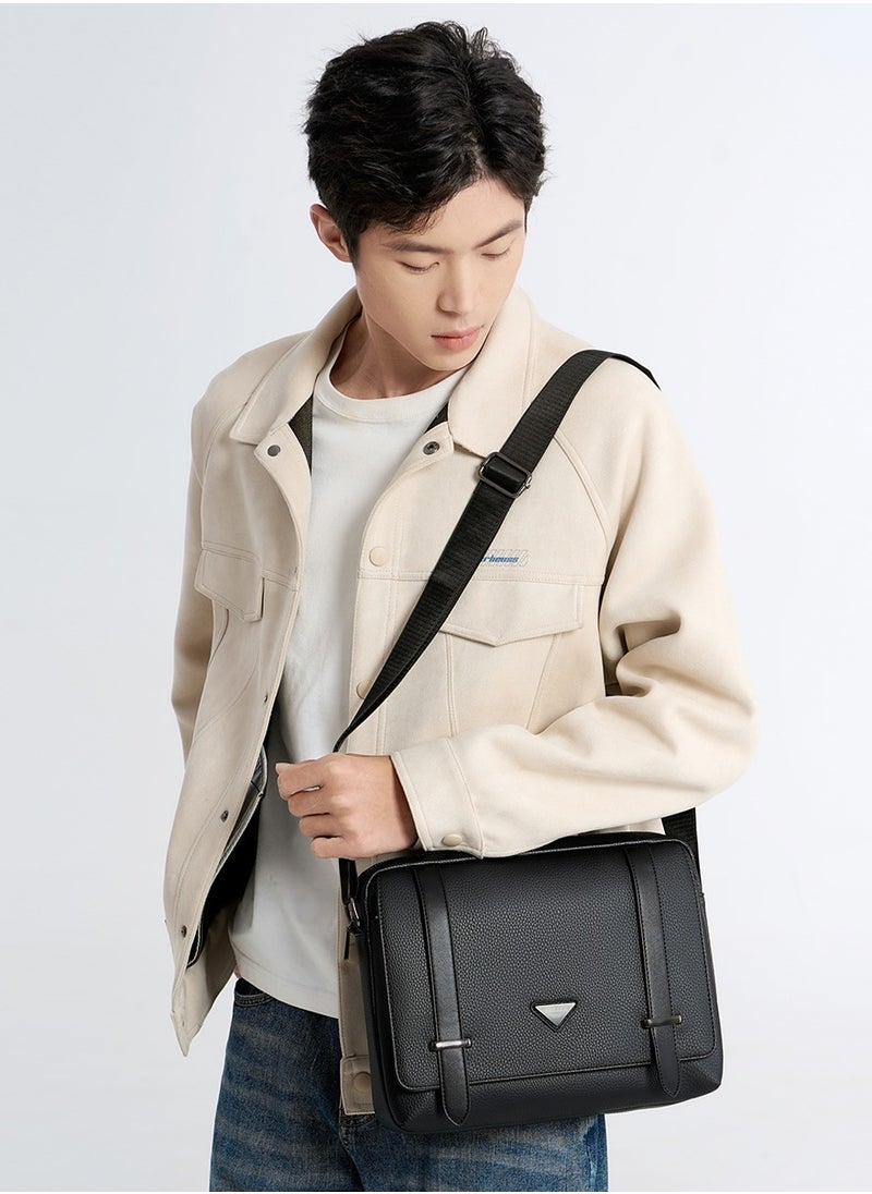 RAHALA - 9503-1 Leather Modern Shoulder Work Travel Everyday Use Organized Stylish Crossbody bag - Black - Image 1