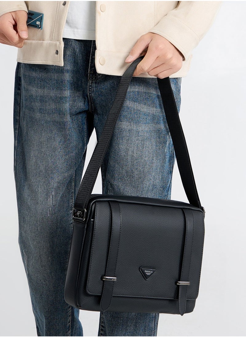 RAHALA - 9503-1 Leather Modern Shoulder Work Travel Everyday Use Organized Stylish Crossbody bag - Black - Image 1