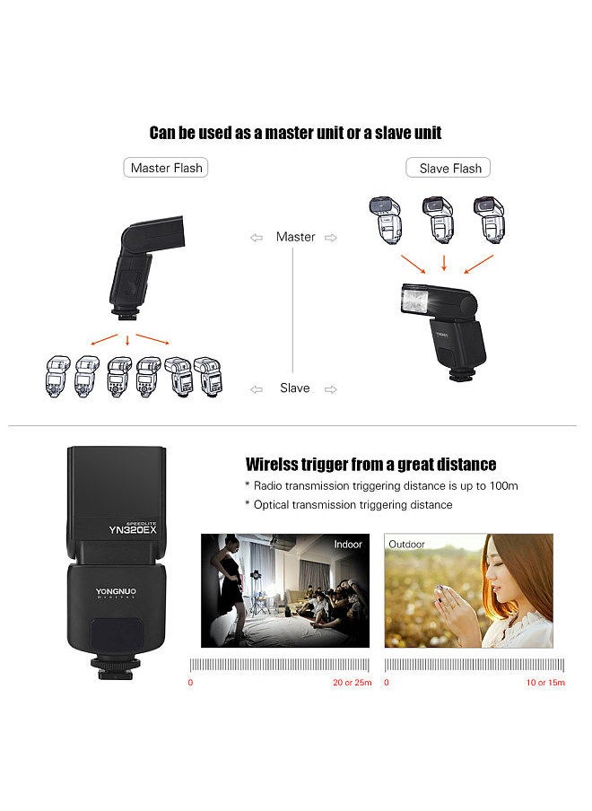 YONGNUO YN320EX Wireless TTL Camera Flash Master Slave Speedlite 1/8000s HSS GN31 5600K for Sony A7/ A7R/ A7S/ A58/ A99/ A77 II/ A6000/ A6300/ A6500