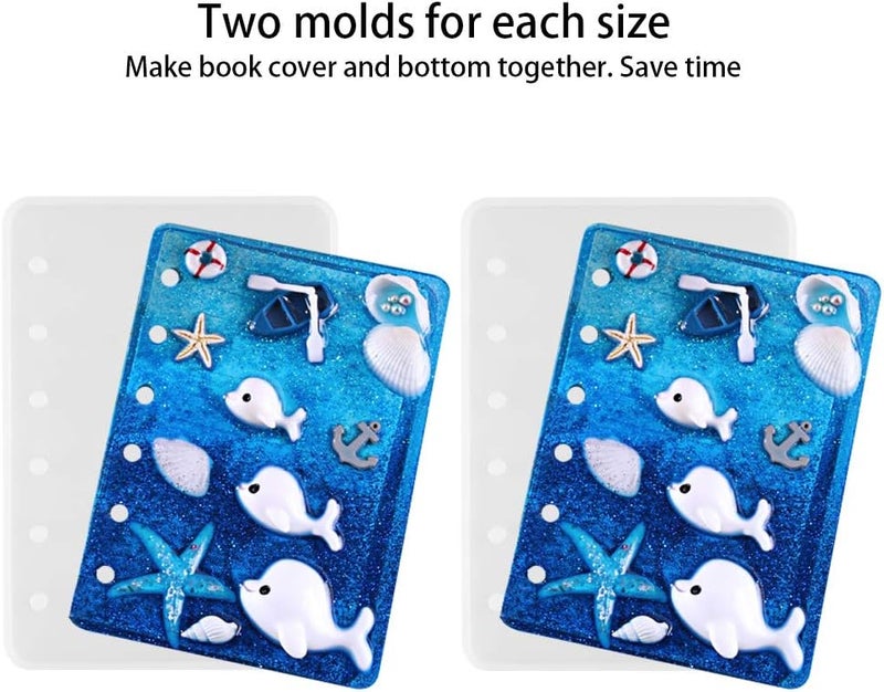 Tomorotec 2 Sets of Note Book Cover Resin Mold with 40 Book Rings and 2 Bookmarks - Image 2