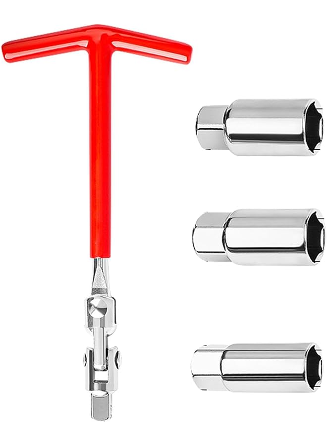 الثلاثة الكبار مفتاح مقبس شمعات الإشعال - أداة إزالة مفتاح المقبس للسيارات، أداة تفكيك مقبس شمعات الإشعال متعددة الوظائف، مفتاح مقبس بمقبض دوار، أداة إزالة شمعات الإشعال بمقبض على شكل حرف T - Image 1