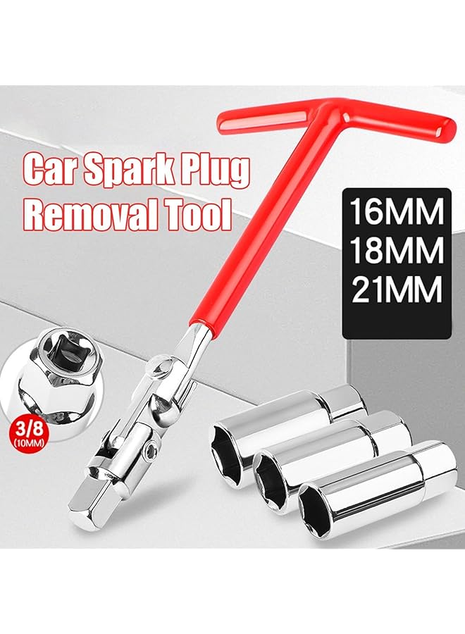 الثلاثة الكبار مفتاح مقبس شمعات الإشعال - أداة إزالة مفتاح المقبس للسيارات، أداة تفكيك مقبس شمعات الإشعال متعددة الوظائف، مفتاح مقبس بمقبض دوار، أداة إزالة شمعات الإشعال بمقبض على شكل حرف T - Image 3