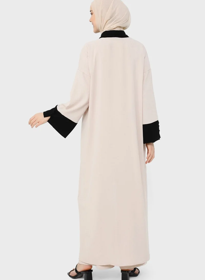 Refka by modanisa Longline Color Block Coat
