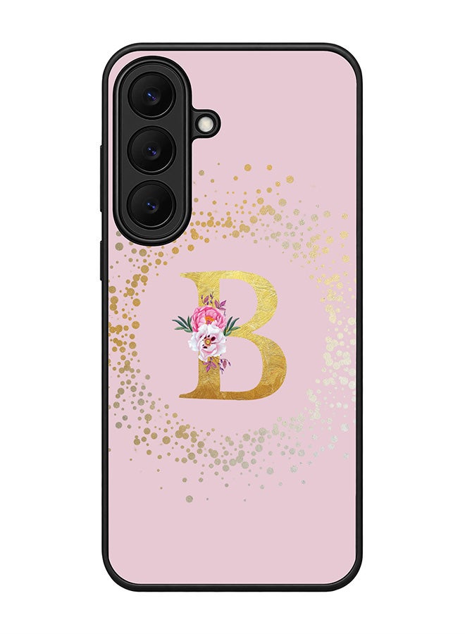 Stylizedd Rugged Case for Samsung Galaxy S26 FE- Slim Fit Hybrid Rubber Cover Floral Monogram - B (Pink)