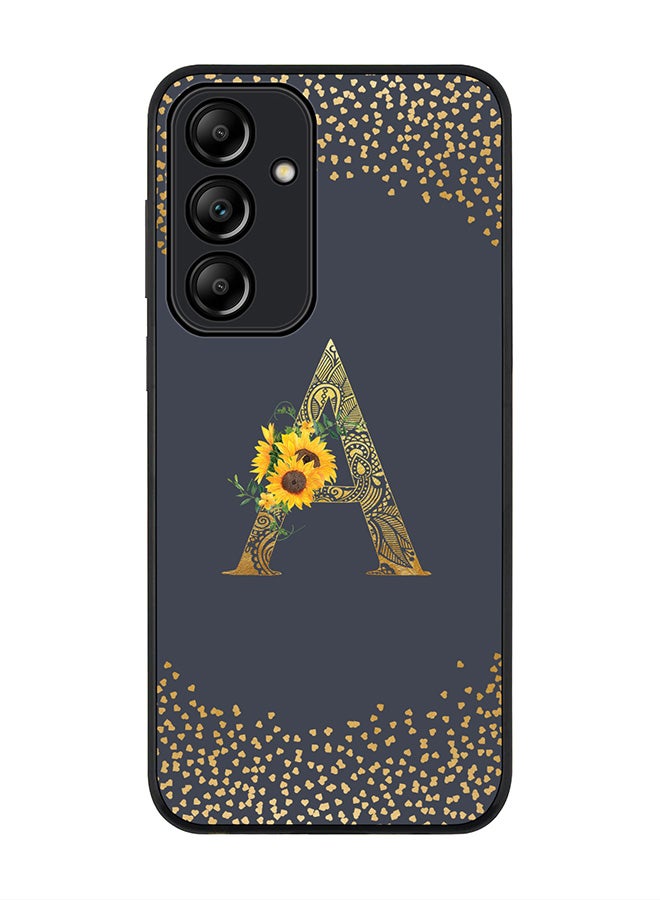 Stylizedd Rugged Black Edge Case for Samsung Galaxy A35, Slim fit Case Cover- Custom Monogram Initial Letter Mandala Floral Pattern Alphabet - A(Grey) - Image 1