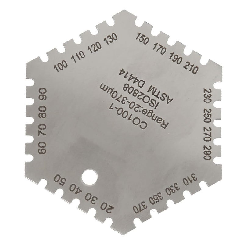 مقياس مشط فيلم رطب من الفولاذ المقاوم للصدأ، أداة قياس سماكة الطلاء سداسية الشكل - Image 3