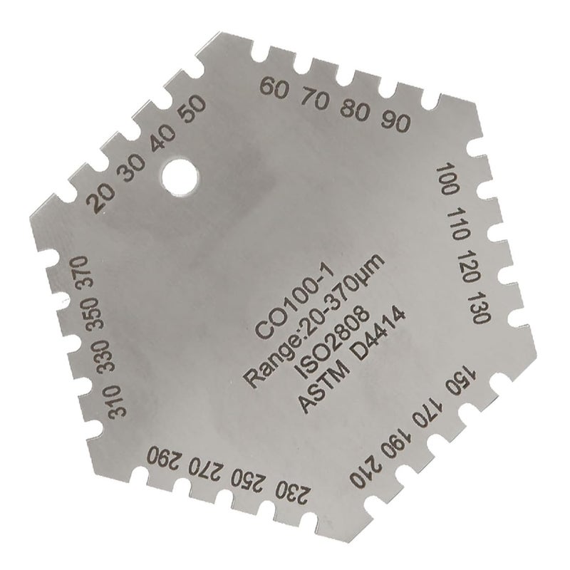 مقياس مشط فيلم رطب من الفولاذ المقاوم للصدأ، أداة قياس سماكة الطلاء سداسية الشكل - Image 4