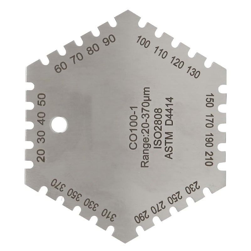 مقياس مشط فيلم رطب من الفولاذ المقاوم للصدأ، أداة قياس سماكة الطلاء سداسية الشكل - Image 5